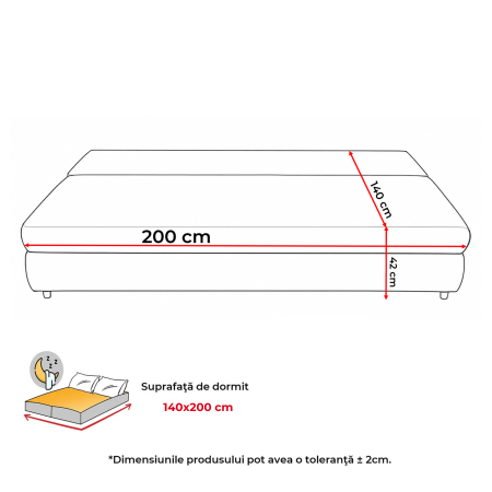 Canapea extensibila OLIMP, 3 locuri, cu arcuri si lada depozitare, maro, 203x100x85 cm [11]