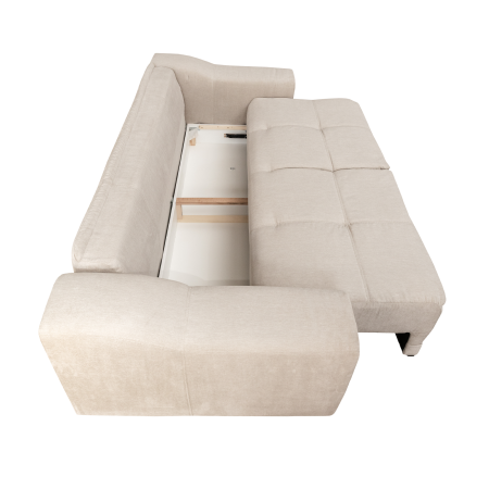 Canapele Moderne - Canapea extensibila OSLO, 3 locuri, cu arcuri si lada depozitare, bej, 265x115x100 cm