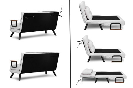 Canapea extensibila SANDO, 2 locuri, gri si alb 133x78x78 cm [21]