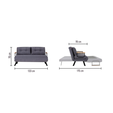 Canapea extensibila SANDO, 2 locuri, gri si verde petrol, 133x78x78 cm [6]
