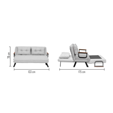 Canapea extensibila SANDO, 2 locuri, gri si alb 133x78x78 cm [21]