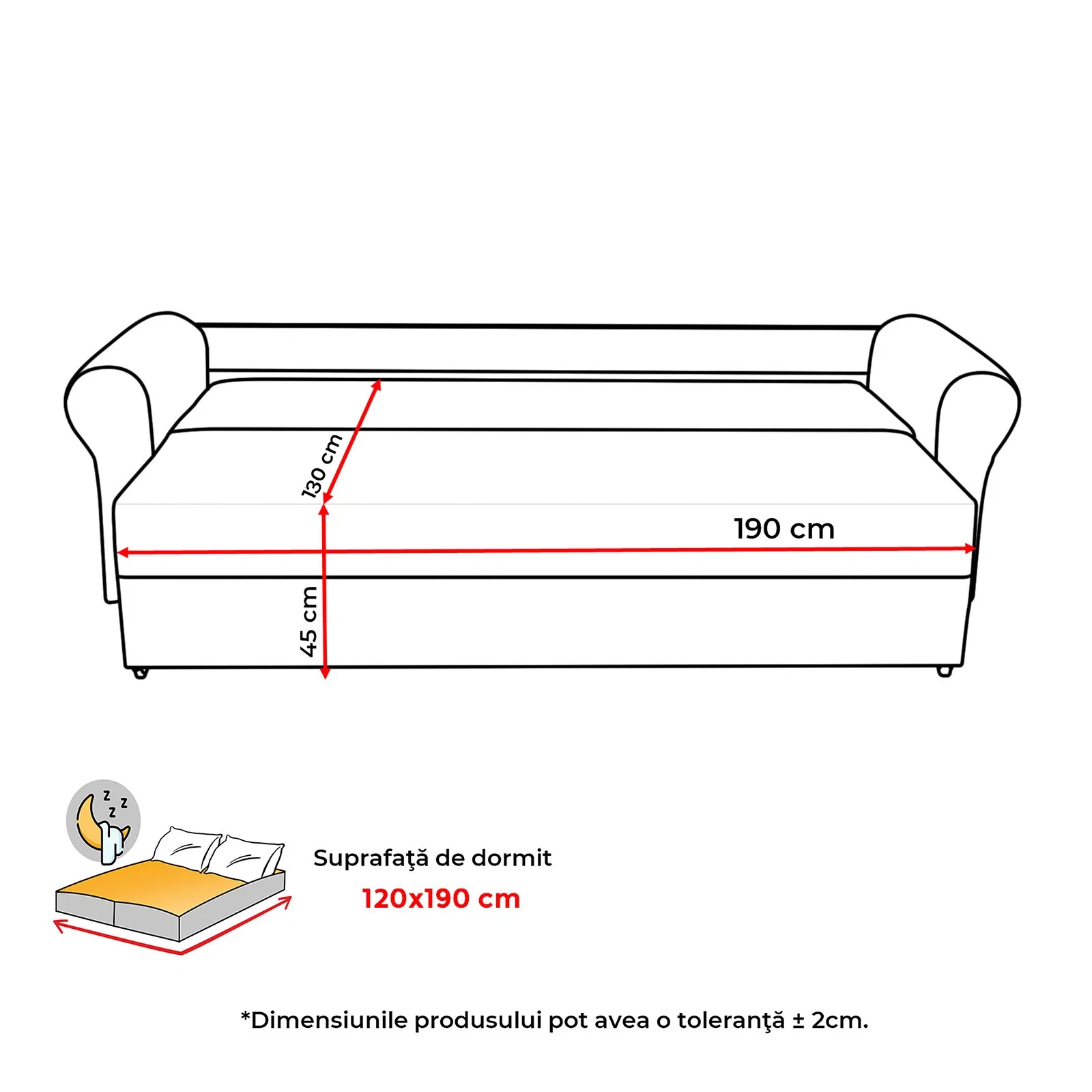 Canapea extensibila SARA N, 3 locuri, cu lada depozitare, 235x90x75 cm - ExpoMob [9]