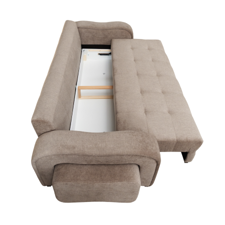 Canapele Moderne - Canapea extensibila TOLEDO, 3 locuri, cu arcuri si lada depozitare, maro deschis, 265x100x95 cm