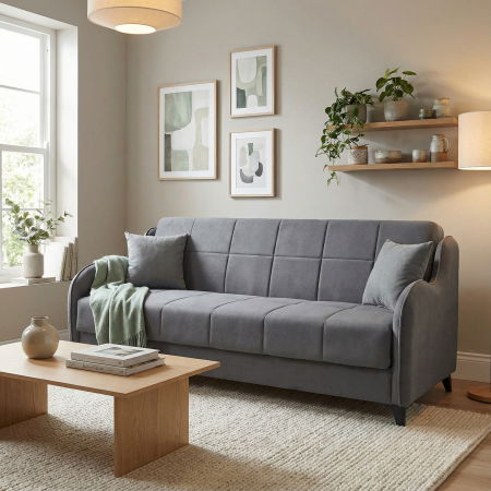 Canapea extensibila WAVE, 3 locuri, cu arcuri si lada pentru depozitare, 198x80x80 cm - ExpoMob [4]