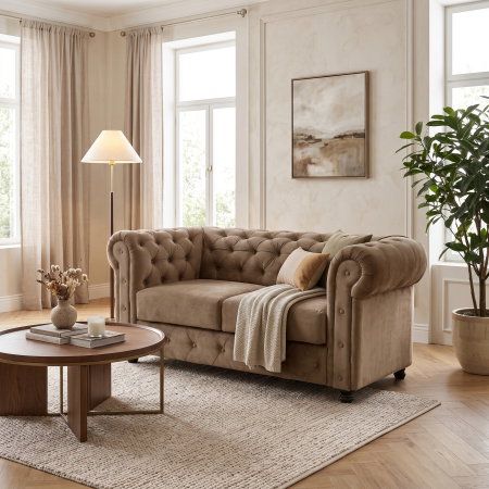Canapea CHESTERFIELD fixa, 2 locuri, cu arcuri, 168x90x80 cm - ExpoMob [1]