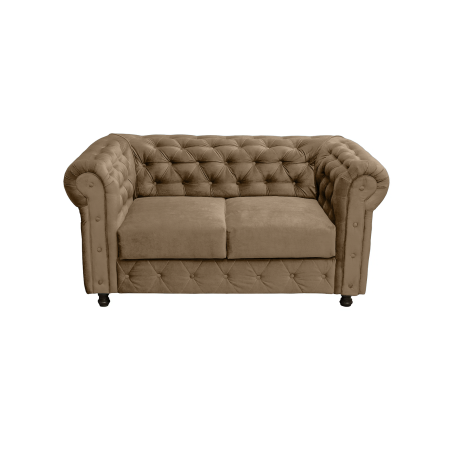 Canapea fixa CHESTERFIELD, 2 locuri, cu arcuri, gri deschis, 168x90x80 cm