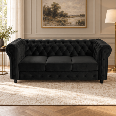 Canapea CHESTERFIELD fixa, 3 locuri, cu arcuri, 205x90x80 cm - ExpoMob [1]