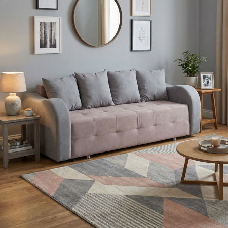 Canapele cu Lada - Canapea MALVINA extensibila, 3 locuri, cu arcuri si lada depozitare, 230x110x80 cm - ExpoMob