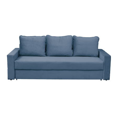 Canapea NICO II extensibila, 3 locuri, cu arcuri si lada depozitare, albastru, 220x85x75 cm