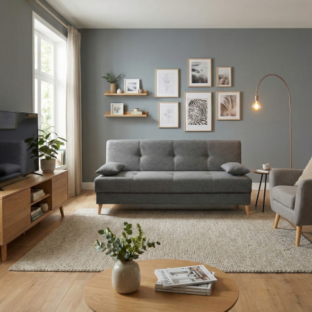 Produs în România - Canapea ROMA extensibila, 3 locuri, cu arcuri si lada depozitare, 190x80x90 cm - ExpoMob