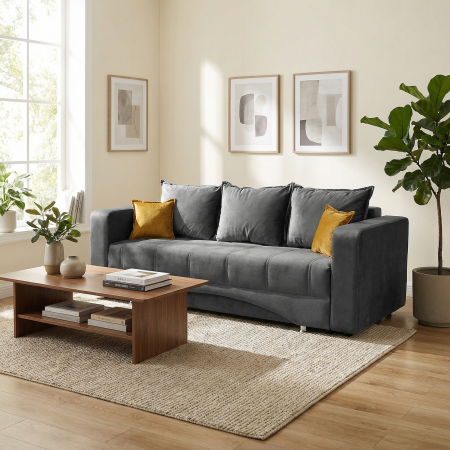 Canapea ROYAL M extensibila, 3 locuri, cu arcuri si lada depozitare, 230x105x80 cm - ExpoMob [6]