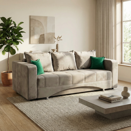 Canapea ROYAL M extensibila, 3 locuri, cu arcuri si lada depozitare, 230x105x80 cm - ExpoMob [6]