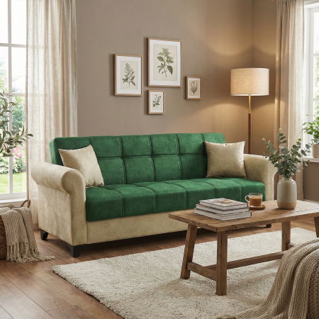 Canapea SALLY extensibila, 3 locuri, cu arcuri si lada depozitare, 215x80x83 cm - ExpoMob [4]