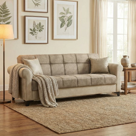 Canapea SALLY extensibila, 3 locuri, cu arcuri si lada depozitare, 215x80x83 cm - ExpoMob [4]