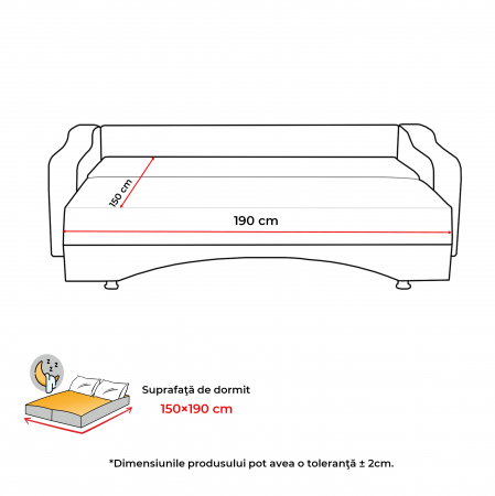 Canapea SUSIE ROYAL extensibila, 3 locuri, cu arcuri si lada depozitare, 222x105x80 cm - ExpoMob [7]