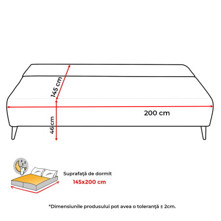 Canapea TIME NEW extensibila, 3 locuri, cu arcuri si lada depozitare, maro, 200x100x90 cm [10]