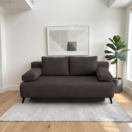 Canapea TIME NEW extensibila, 3 locuri, cu arcuri si lada depozitare, maro, 200x100x90 cm [1]