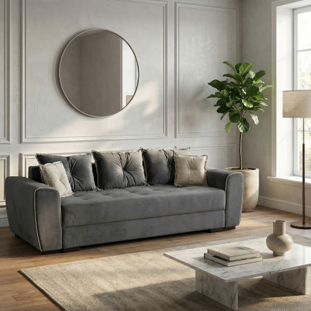 Canapea VERA extensibila, 3 locuri, cu arcuri si lada depozitare, 245x110x80 cm - ExpoMob [6]