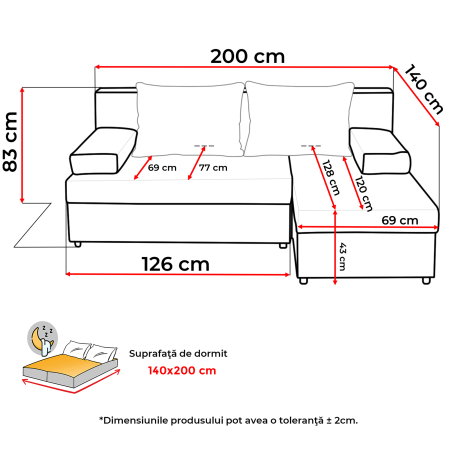 Coltar ANA extensibil, cu lada depozitare, colt interschimbabil, 200x140x83 cm [5]