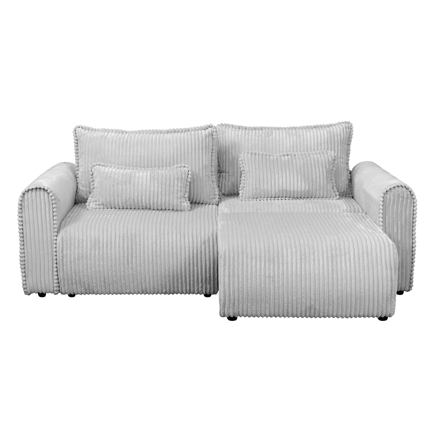 Coltar/Canapea extensibil BELLAGIO, cu arcuri si lada depozitare, colt interschimbabil, gri deschis, 250x125/165x95 cm