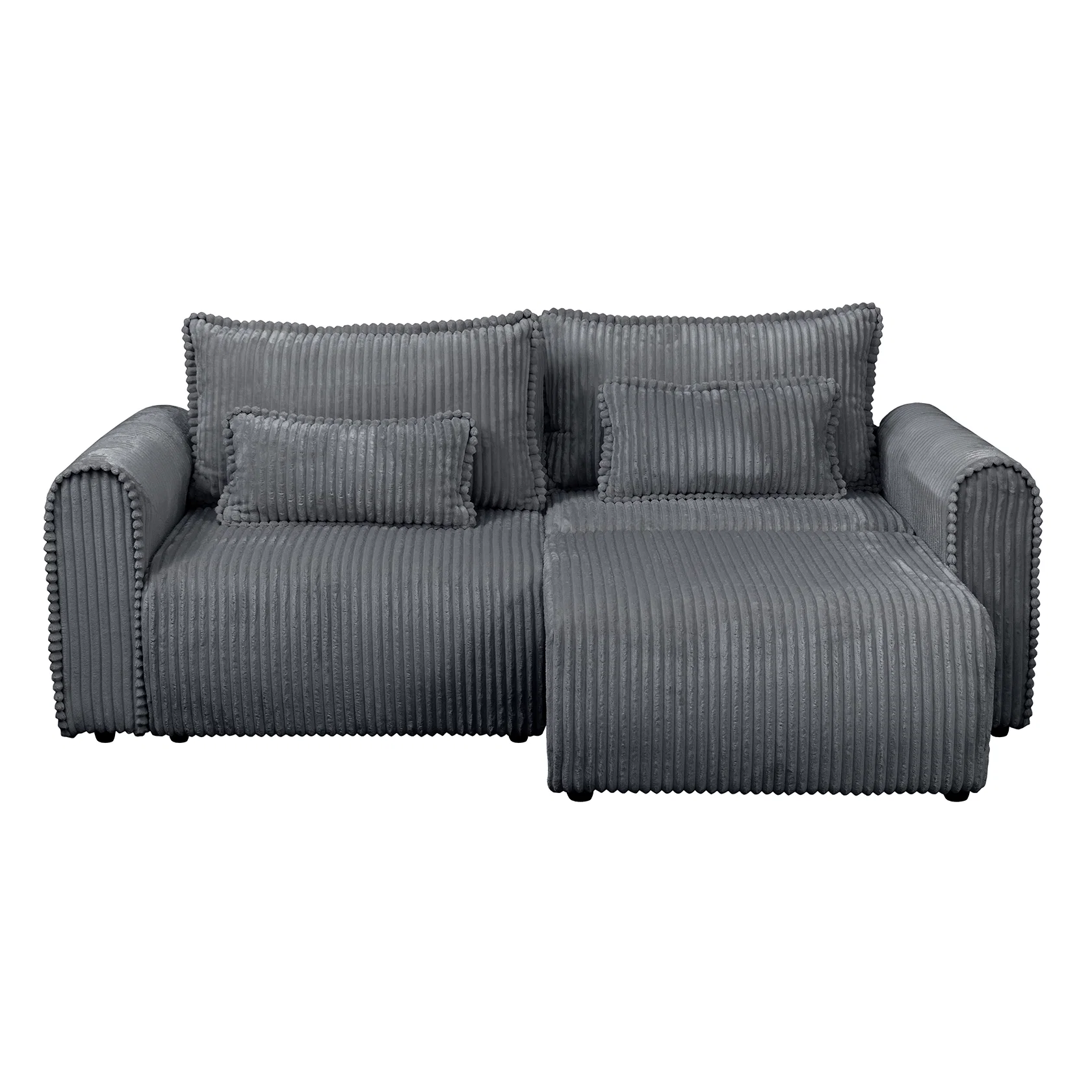 Coltar/Canapea extensibil BELLAGIO, cu arcuri si lada depozitare, colt interschimbabil, gri inchis, 250x125/165x95 cm