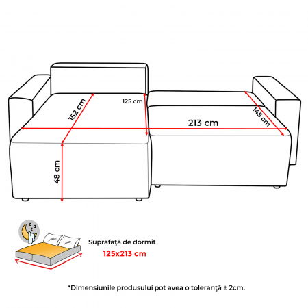 Coltar DALLAS ONE extensibil, cu lada depozitare, colt interschimbabil, 258x173x90 cm [9]