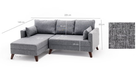 Coltar extensibil BELLA, colt stanga sau dreapta, 205x140x85 cm [12]