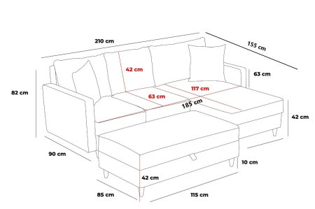 Coltar extensibil EVA, colt stanga sau dreapta, 210x195x82 cm [11]
