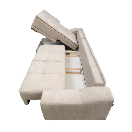 Coltar extensibil OSLO 3S1, cu arcuri si lada depozitare, colt stanga, bej, 360x190x100 cm [4]