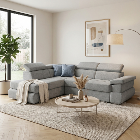 Coltar extensibil TIVOLI 2S3, cu arcuri si lada depozitare, colt stanga, gri, 285x225x90 cm [7]