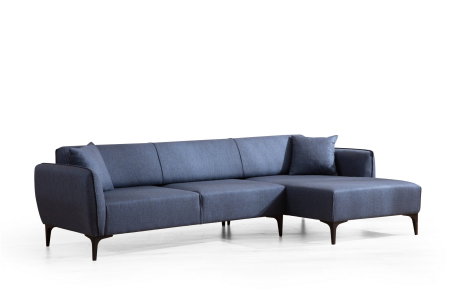 Coltar fix BELISSIMO, colt stanga, albastru, 270x140x67 cm