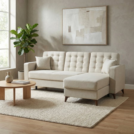 Coltar LUCIANO extensibil, cu lada depozitare, colt interschimbabil, gri, 230x145x80 cm - Expomob [4]