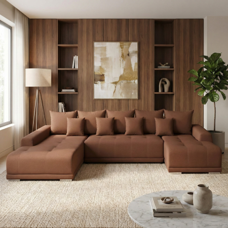 Coltar MARIBO U extensibil, cu arcuri si lada depozitare, colt dreapta, 350x203x90 cm - ExpoMob [4]