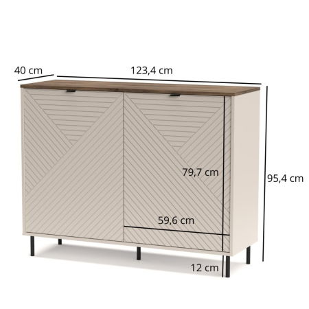 Comoda EVO, 2 usi, casmir + stejar castello, 123,4x40x95,4 cm [4]