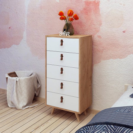 Mobilier Dormitor - Comoda FRENZU, 5 sertare, 50x40x103 cm