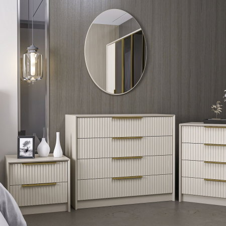 Mobilier Dormitor - Comoda KALE LUXE, cu oglinda, 4 sertare, 100x45x85 cm
