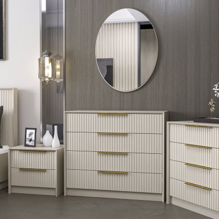 Mobilier Dormitor - Comoda KALE LUXE, cu oglinda, 4 sertare, 100x45x85 cm