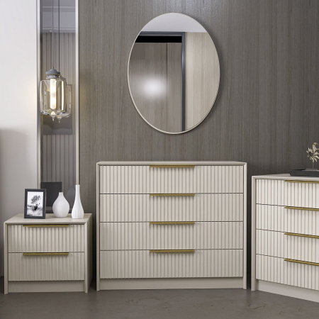 Mobilier Dormitor - Comoda KALE LUXE, cu oglinda, 4 sertare, 100x45x85 cm
