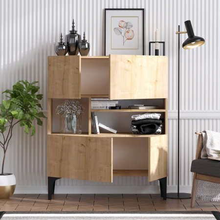 Mobilier Dormitor - Comoda KRISTA, stejar safir, 100x35x125 cm