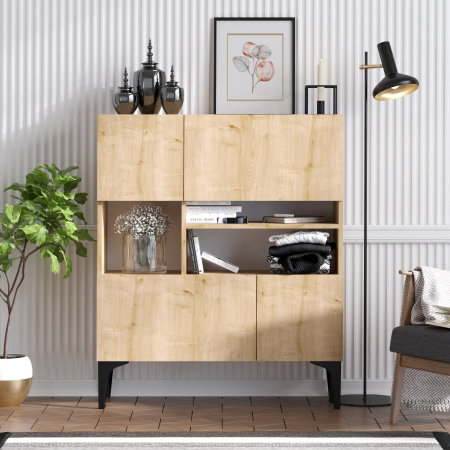 Mobilier Dormitor - Comoda KRISTA, stejar safir, 100x35x125 cm