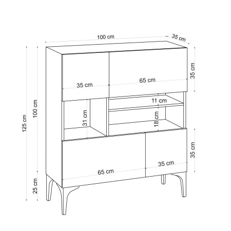 Comoda KRISTA, stejar safir, 100x35x125 cm [4]