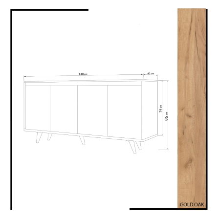 Comode - Comoda SHANS, stejar, 140x40x86 cm