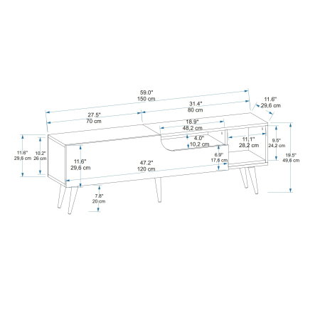 Comoda TV, pin atlantic + antracit, 150x29,6x49,6 cm [5]