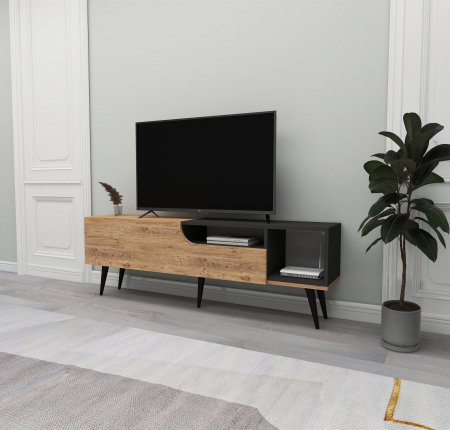 Comode TV - Comoda TV, pin atlantic + antracit, 150x29,6x49,6 cm
