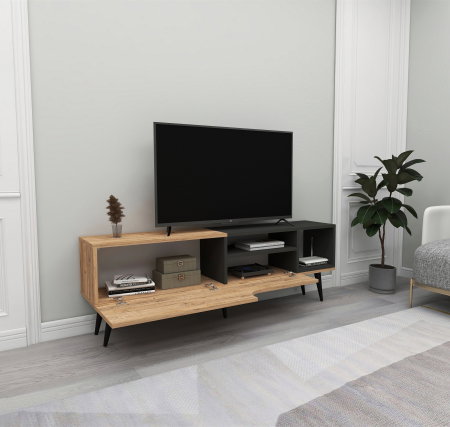 Comode TV - Comoda TV, pin atlantic + antracit, 150x29,6x49,6 cm