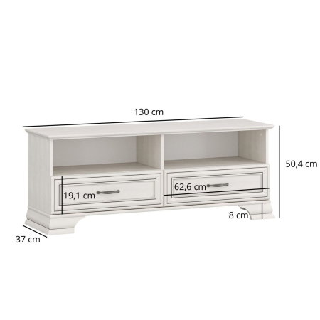 Colectia TIFFANY - Comoda TV cu 2 sertare TIFFANY II, crem fineline, 130x37x50,4 cm