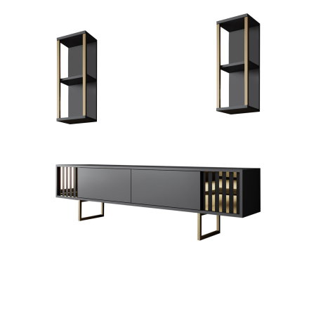 Comode TV - Comoda TV GOLD LINE, cu rafturi de perete, 180x30x48 cm