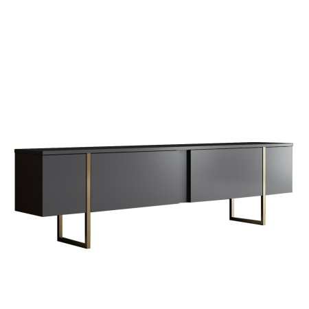 Comoda TV LUXE, antracit + auriu, 180x30x50 cm