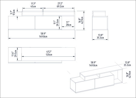 Comoda TV NEXERA, 149,8x35,3x42,9 cm [4]