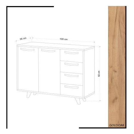Mobilier Dormitor - Comoda WAGA, 100x35x82 cm